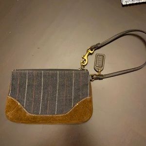Coach Denim Striped Wristlet